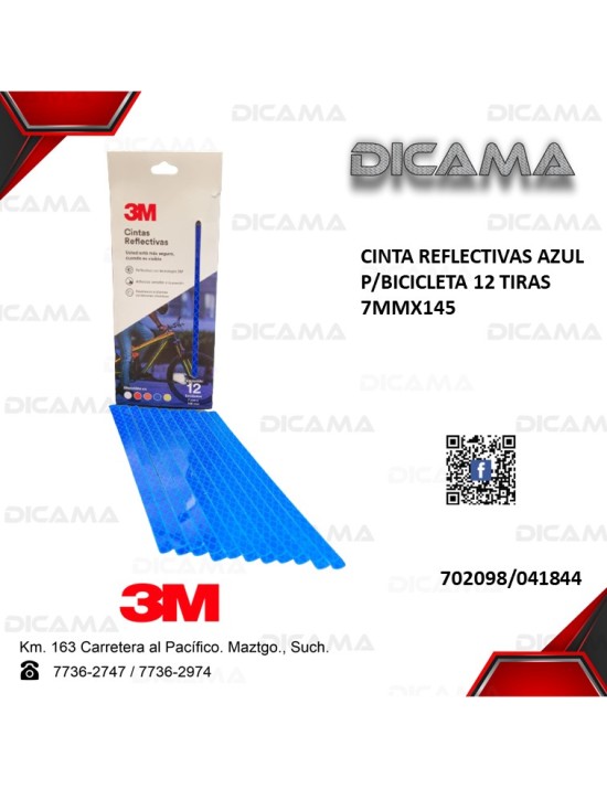 CINTA REFLECTIVAS AZUL P/BICICLETA 12 TIRAS 7MMX145
