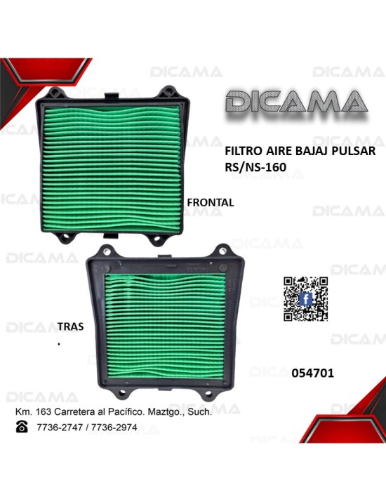 FILTRO AIRE BAJAJ PULSAR RS/NS-160
