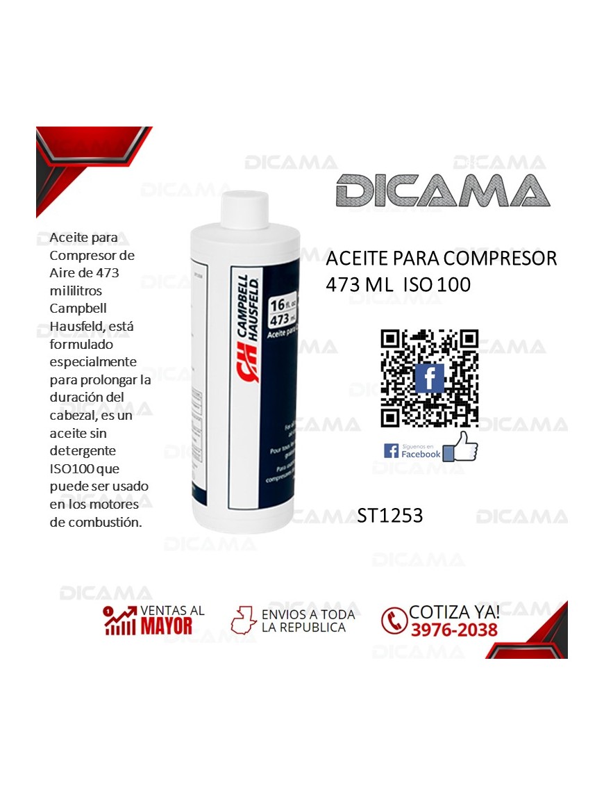 ACEITE PARA COMPRESOR 473 ML  ISO 100