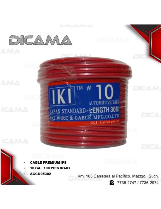 CABLE P/AUDIO/LUCES ROJO 10 CALIBRE 100 PIES
