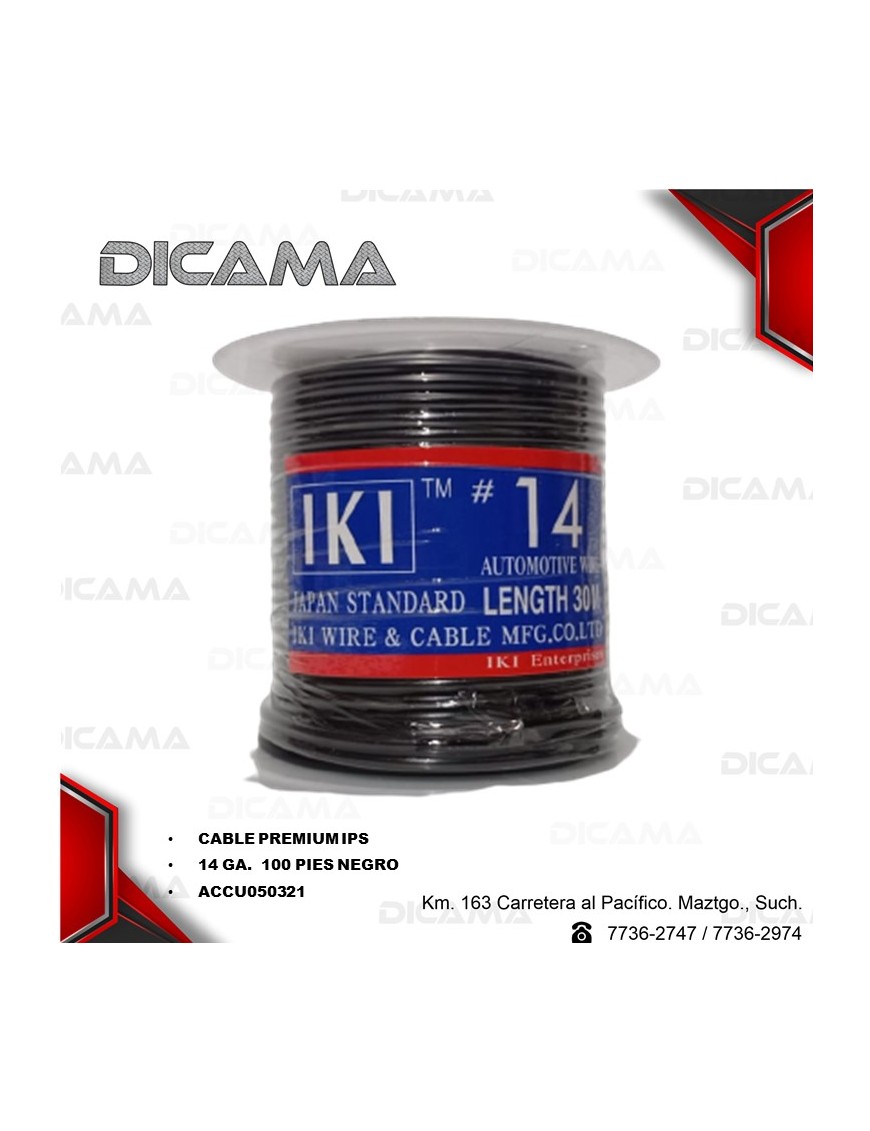 CABLE P/AUDIO/LUCES NEGRO 14 CALIBRE 100 PIES