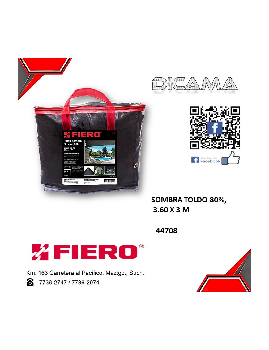 SOMBRA TOLDO 80%, 3.60 X 3 M