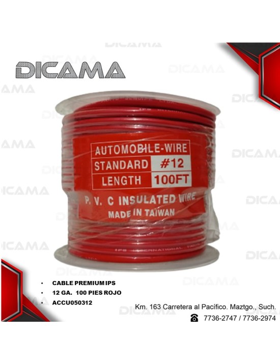 CABLE P/AUDIO/LUCES ROJO 12 CALIBRE 100 PIES
