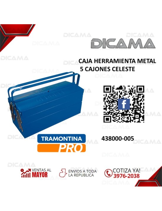 CAJA HERRAMIENTA METAL 5 CAJONES CELESTE