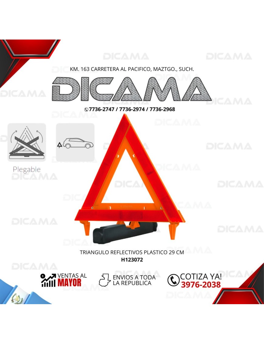 TRIANGULO REFLECTIVOS PLASTICO 29 CM