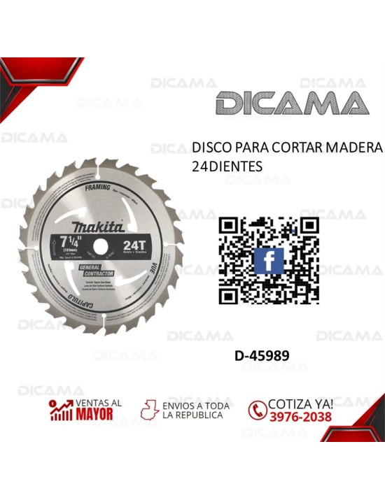 DISCO PARA CORTAR MADERA 7 1/4" 24DIENTES
