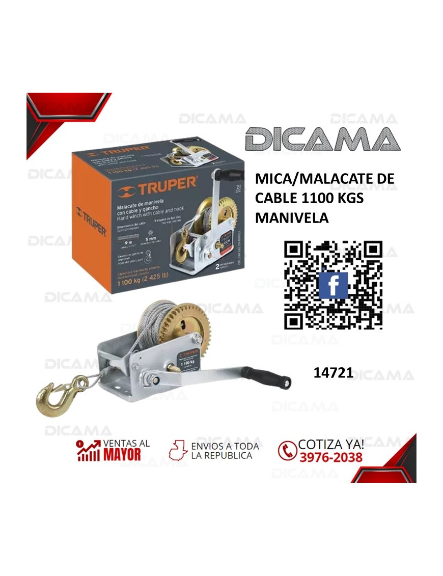 MICA/MALACATE DE CABLE 1100 KGS MANIVELA