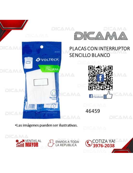 PLACAS CON INTERRUPTOR SENCILLO BLANCO