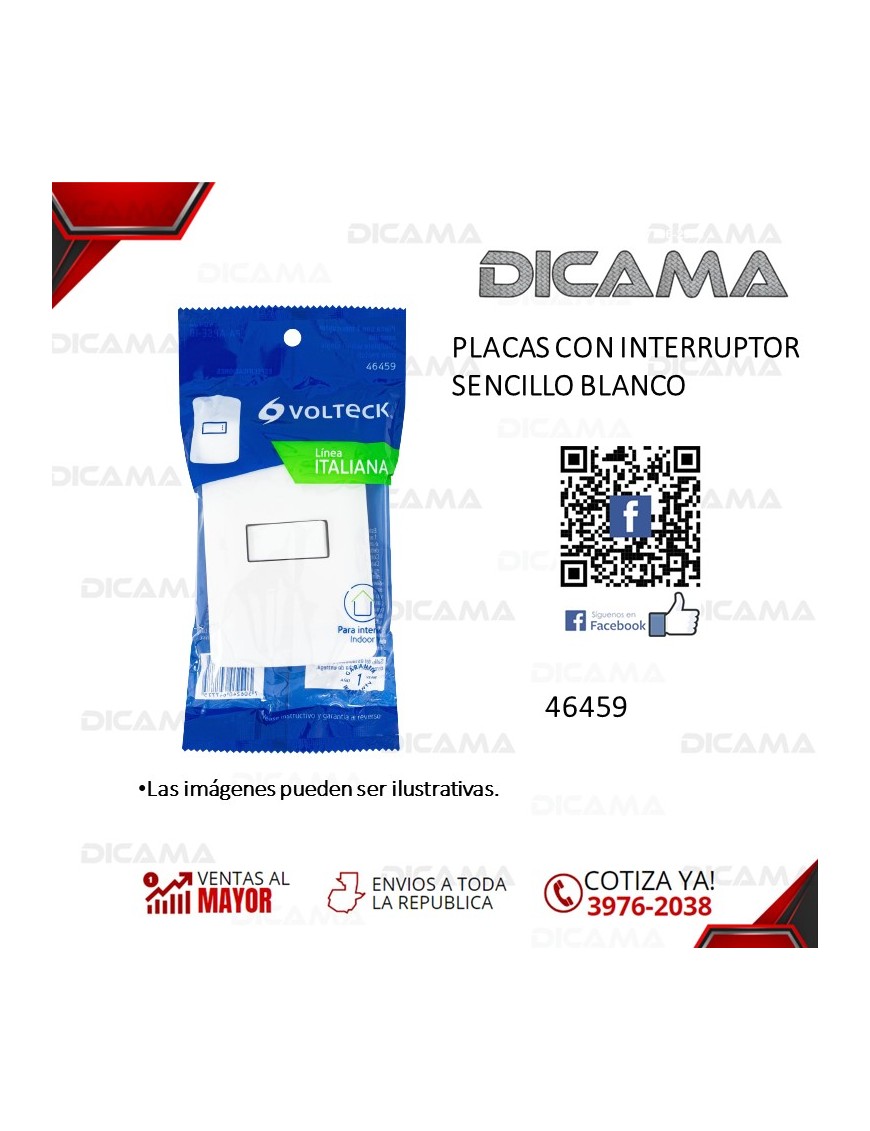 PLACAS CON INTERRUPTOR SENCILLO BLANCO