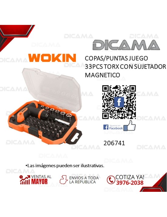 COPAS/PUNTAS JUEGO 33 PZS TORX CON SUJETADOR MAGNETICO